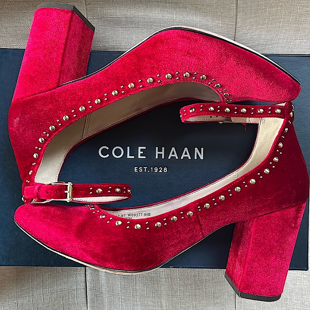 Cole Haan Red Velvet Heels - Size 9